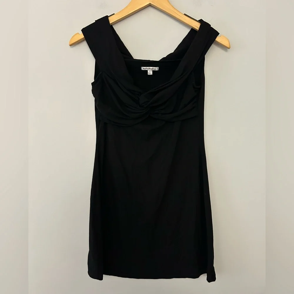 Reformation Vida Twisted Knit Mini Dress in Black - Picture 2 of 6
